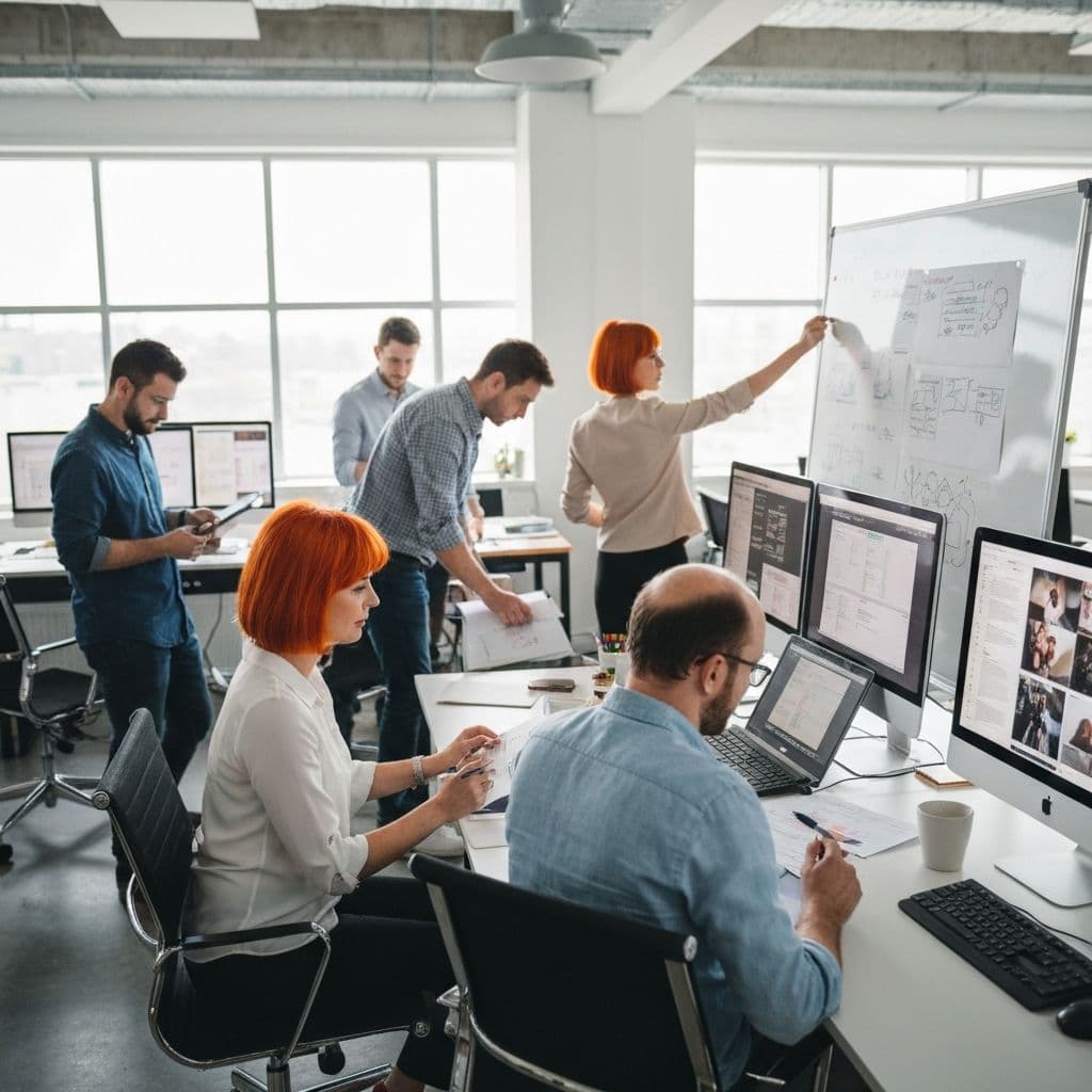 Creative agency team collaborating on campaigns