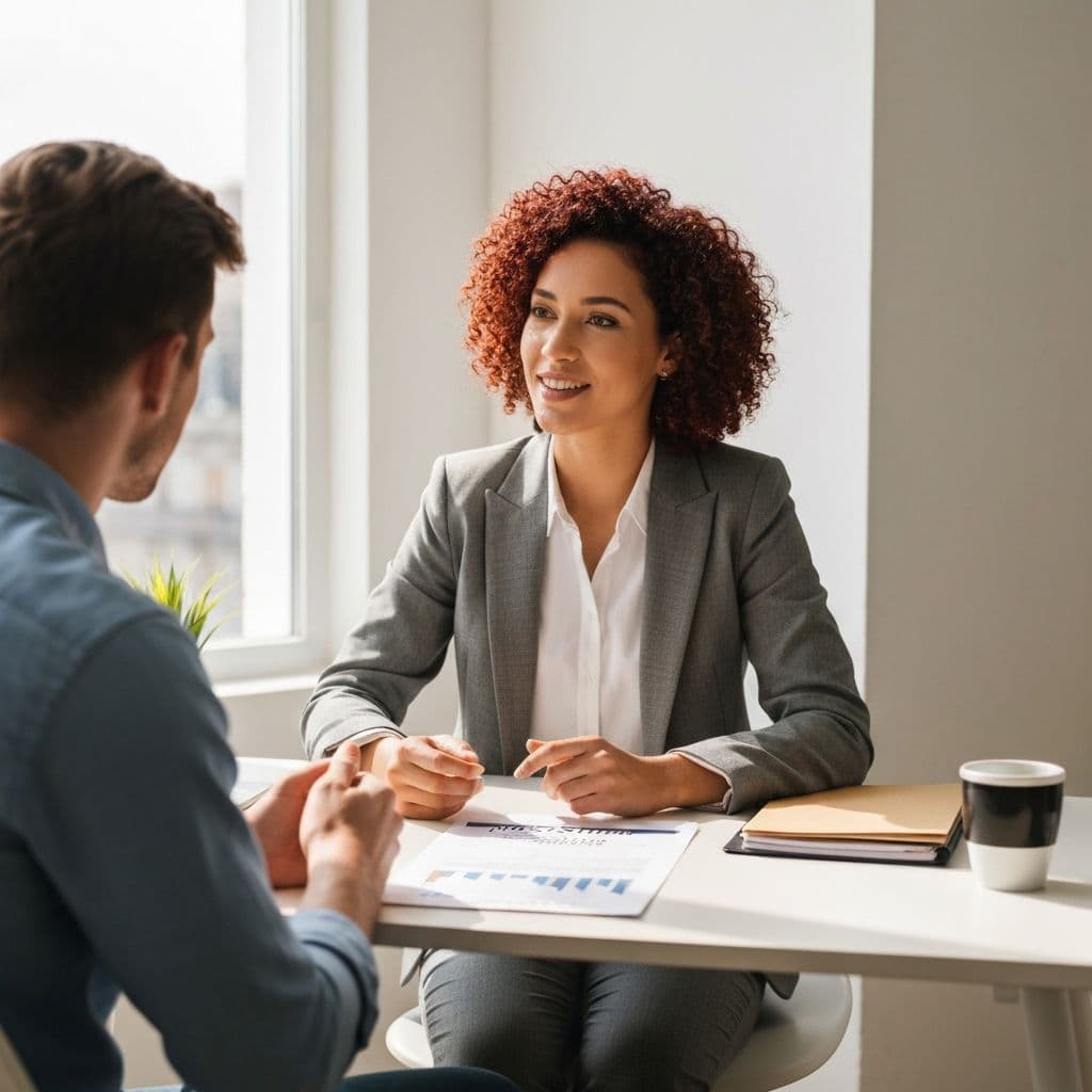 Staffing recruiter meeting with candidates